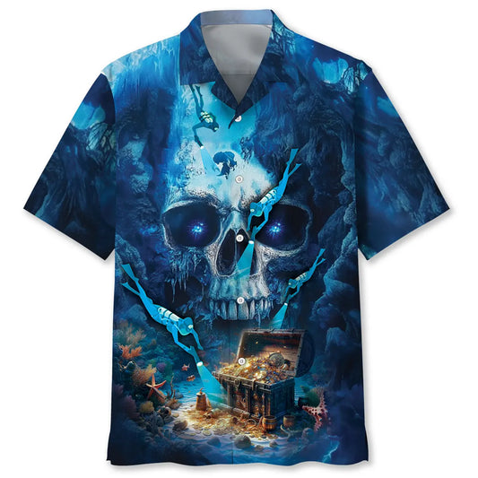Hawaiian Shirt / Adults / S Scuba Diving Skull Cave Hawaiian Shirt