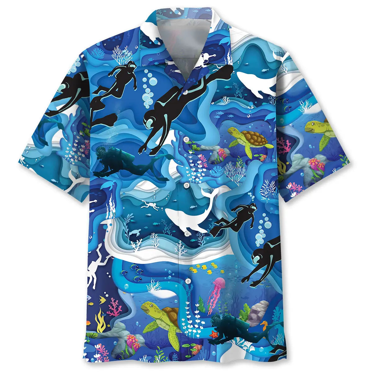 Hawaiian Shirt / Adults / S Scuba Diving Whale Hawaiian Shirt