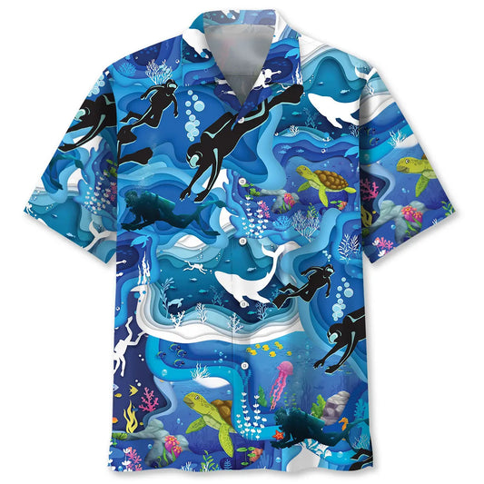 Hawaiian Shirt / Adults / S Scuba Diving Whale Hawaiian Shirt