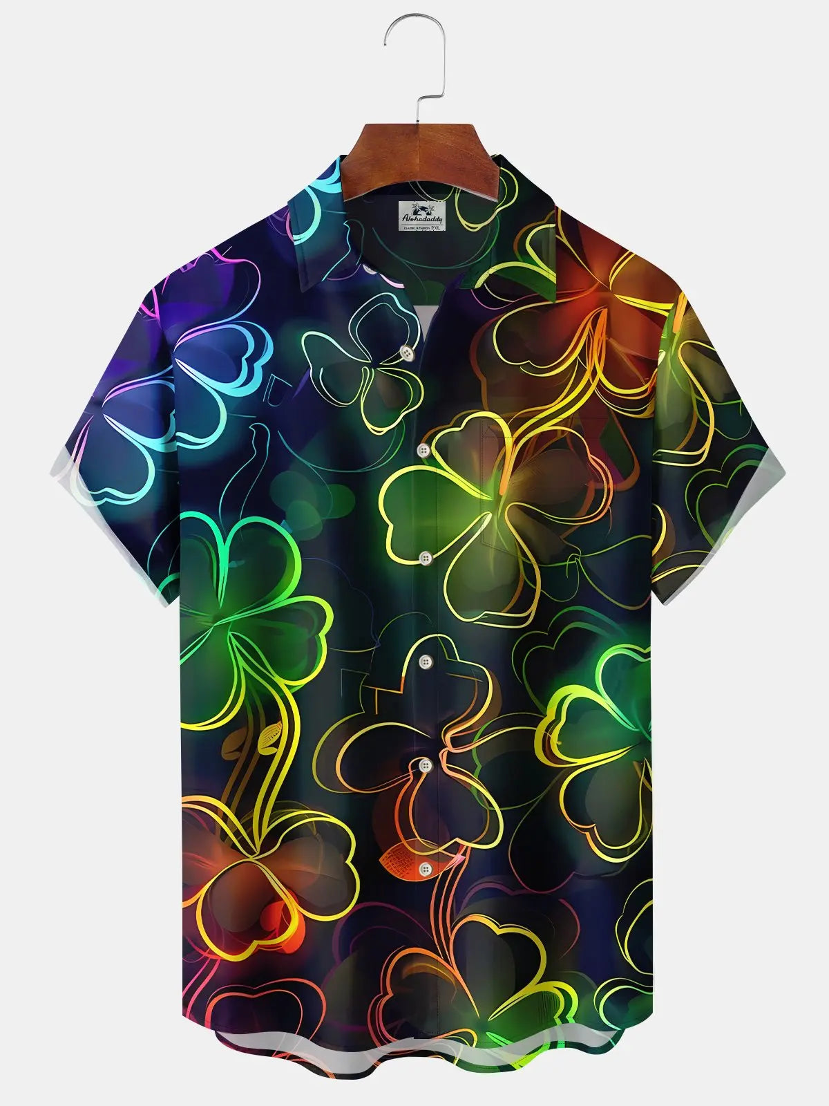 Hawaiian Shirt / Adults / S Shamrock Neon Gradient St. Patrick's 3D Hawaiian Shirt