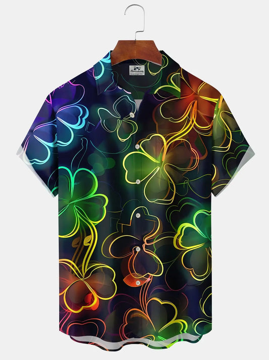 Hawaiian Shirt / Adults / S Shamrock Neon Gradient St. Patrick's 3D Hawaiian Shirt