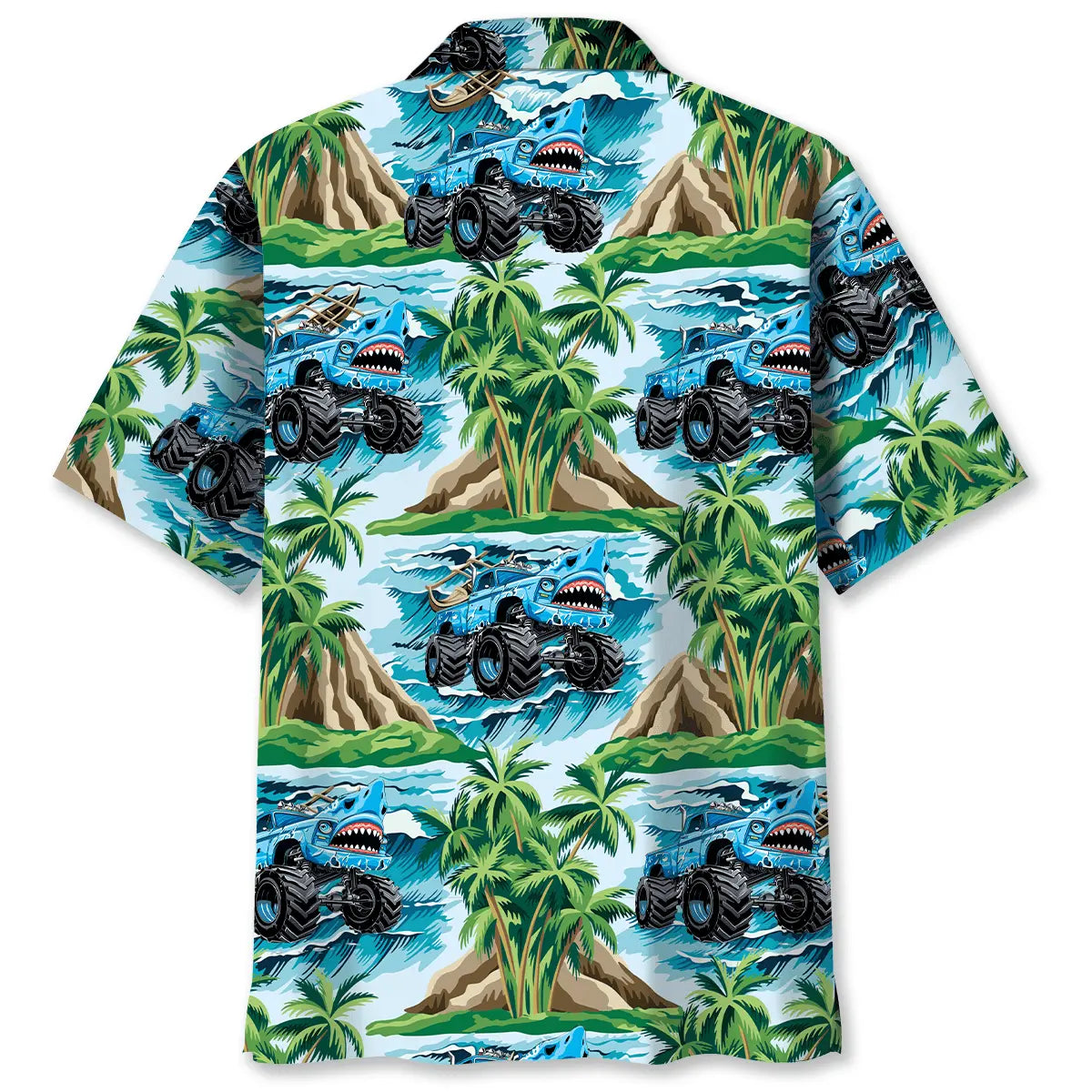 Shark Monster Truck Beach Hawaiian Shirt