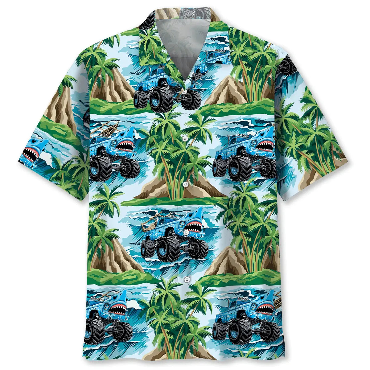 Hawaiian Shirt / Adults / S Shark Monster Truck Beach Hawaiian Shirt