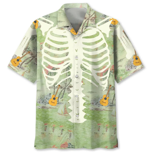 Hawaiian Shirt / Adults / S Skeleton Guitar Pattern Hawaiian Shirt