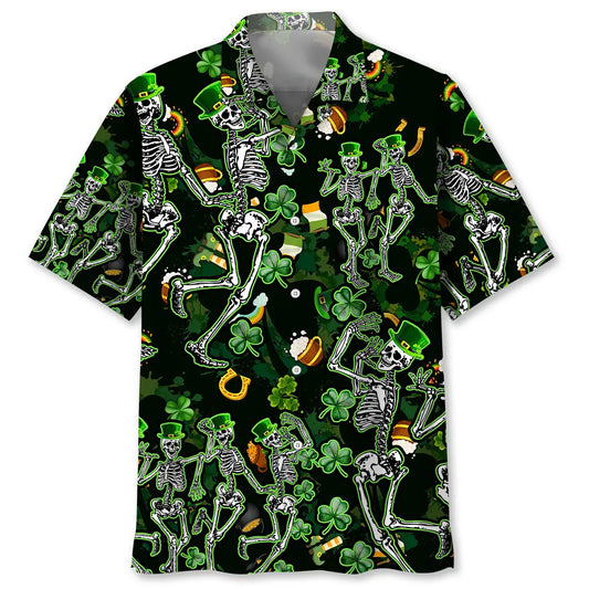 Hawaiian Shirt / Adults / S Skeleton Irish St.Patrick Day Hawaiian Shirt