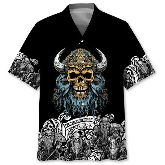 Hawaiian Shirt / Adults / S Skeleton Viking Warrior Hawaiian Shirt