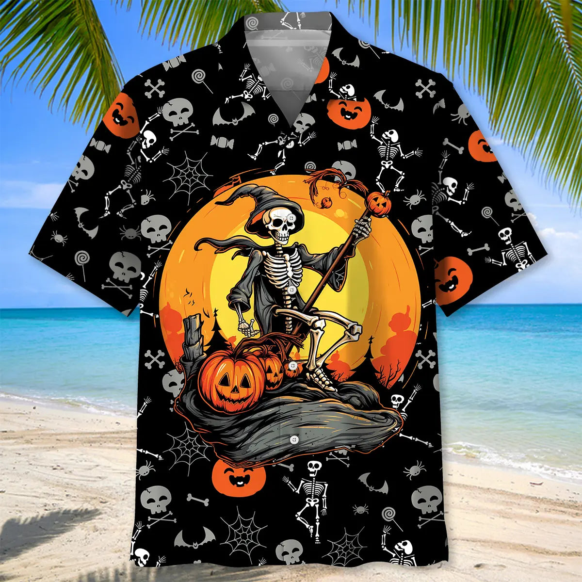 Skeleton Witch Halloween Hawaiian Shirt