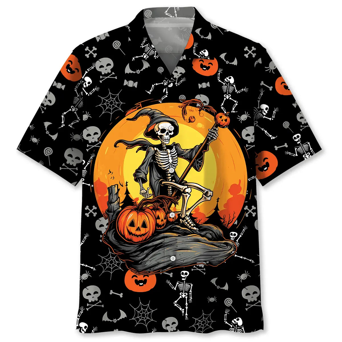 Hawaiian Shirt / Adults / S Skeleton Witch Halloween Hawaiian Shirt
