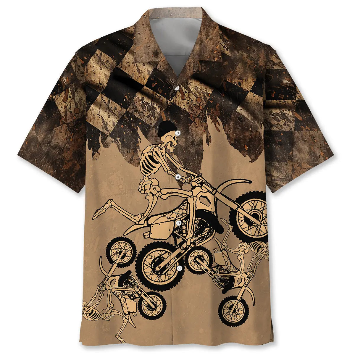 Hawaiian Shirt / Adults / S Skeletons Dirt Bike Race Hawaiian Shirt