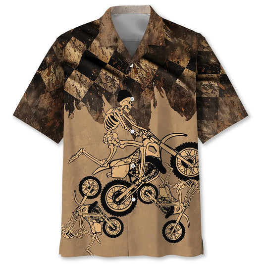 Hawaiian Shirt / Adults / S Skeletons Dirt Bike Race Hawaiian Shirt