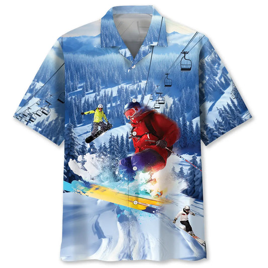 Hawaiian Shirt / Adults / S Skiing Hawaiian Shirt Men