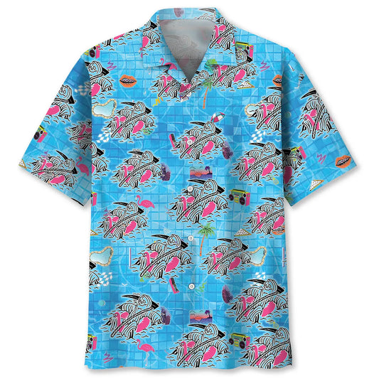 Hawaiian Shirt / Adults / S Skull at Pool Hawaiian Shirt