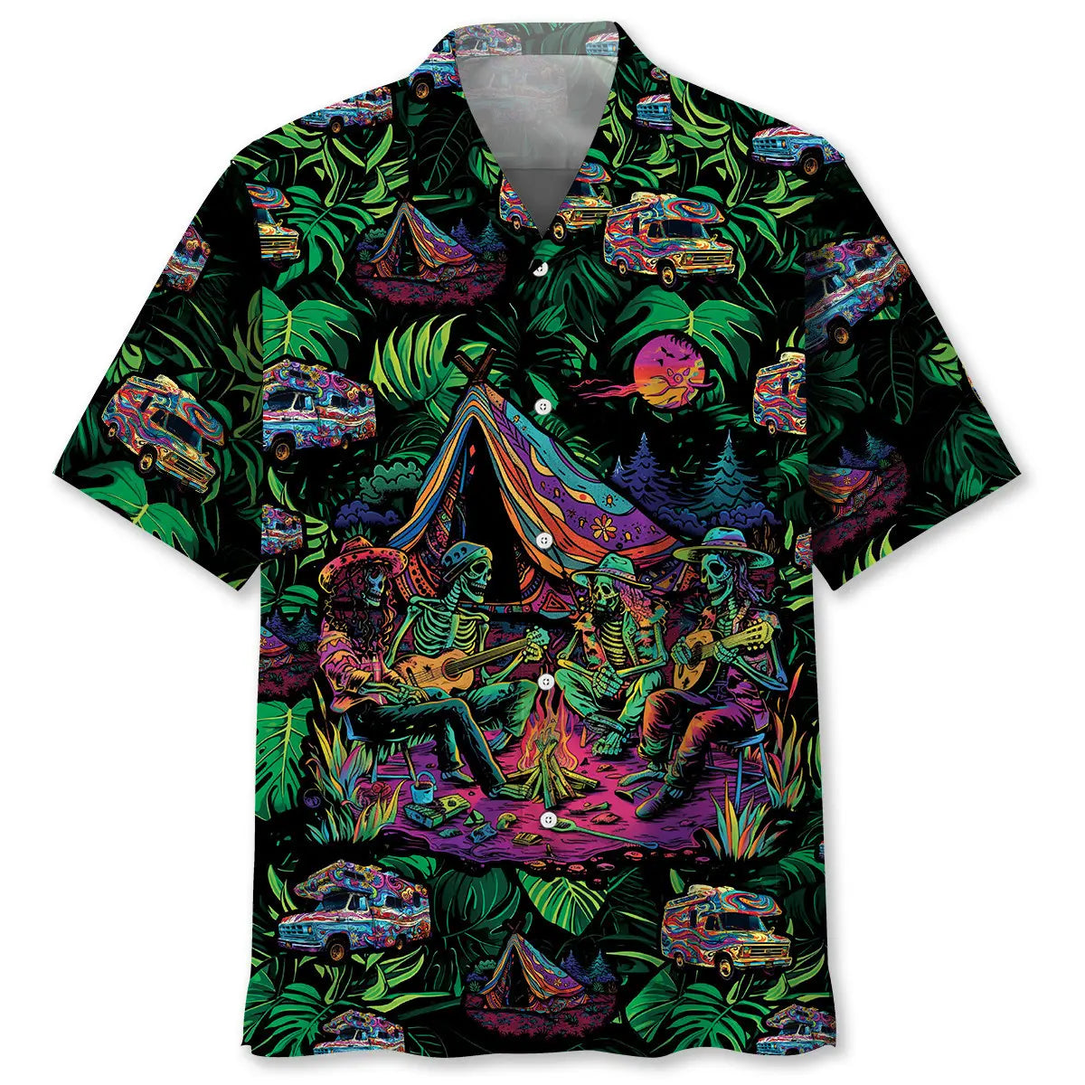Skull Camping Stay Trippy Little Hippie Hawaiian Shirt
