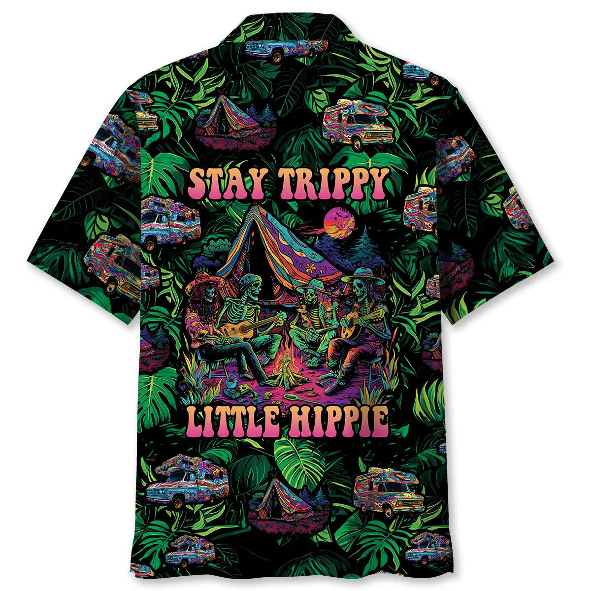 Hawaiian Shirt / Adults / S Skull Camping Stay Trippy Little Hippie Hawaiian Shirt