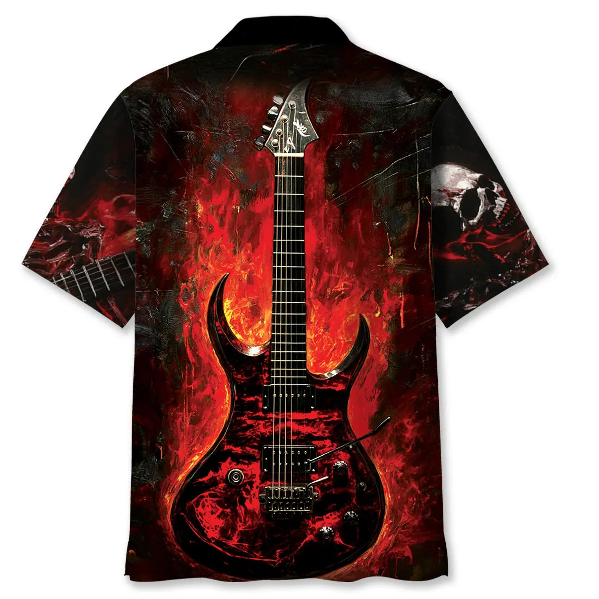 Skull Guitar Fire Hawaiian Shirt