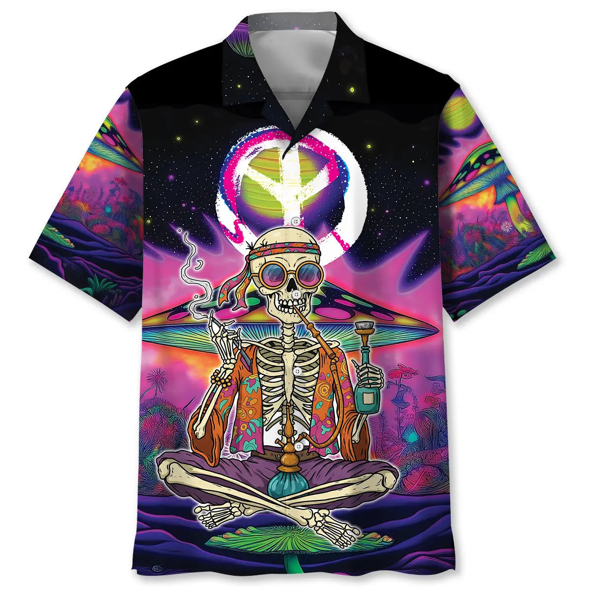 Hawaiian Shirt / Adults / S Skull Hippie Style Hawaiian Shirt