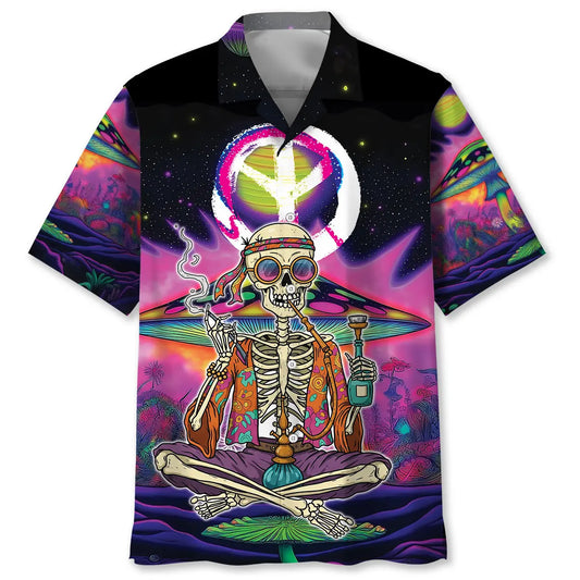 Hawaiian Shirt / Adults / S Skull Hippie Style Hawaiian Shirt