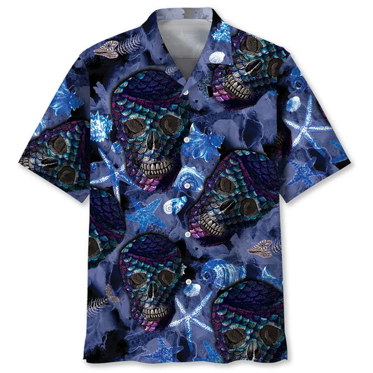 Hawaiian Shirt / Adults / S Skull Mermaid Hawaiian Shirt