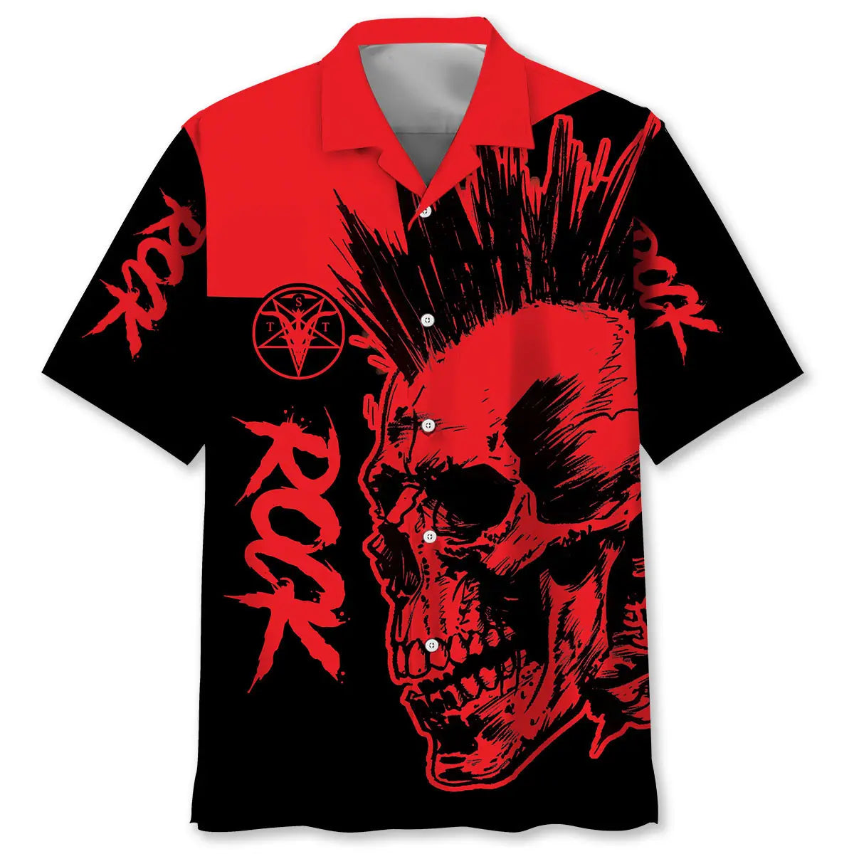 Hawaiian Shirt / Adults / S Skull Punk Rock Hawaiian Shirt