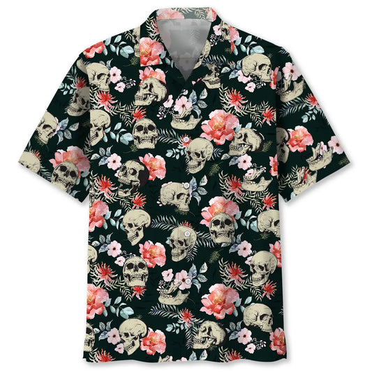 Hawaiian Shirt / Adults / S Skull Roses Hawaiian Shirt