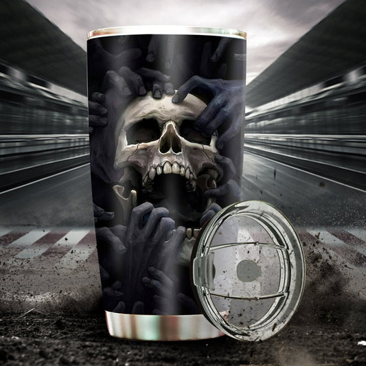 Black Skull Strong 20 Oz Tumbler For Hot Cold Drinks And Travel