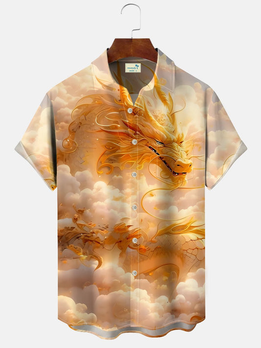 Hawaiian Shirt / Adults / S Sky Clouds Dragon Men's Buttons Casual Hawaiian Shirt