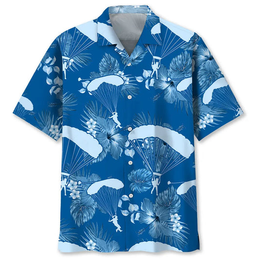 Hawaiian Shirt / Adults / S Skydiving Blue Hawaiian Shirt
