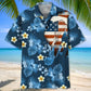 Skydiving Usa Blue Tropical Hawaiian Shirt