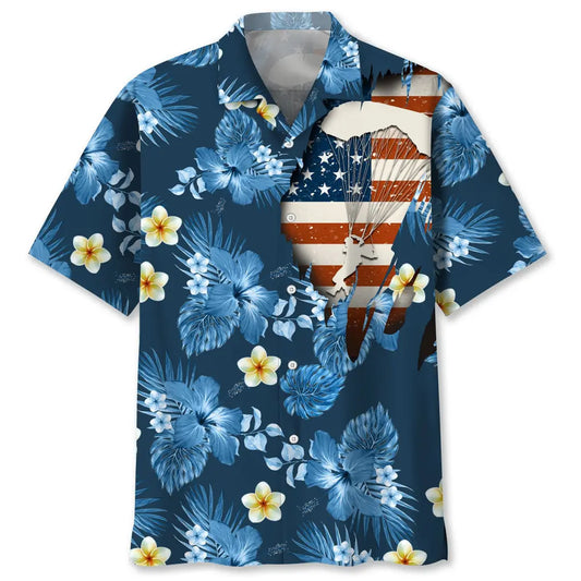 Hawaiian Shirt / Adults / S Skydiving Usa Blue Tropical Hawaiian Shirt