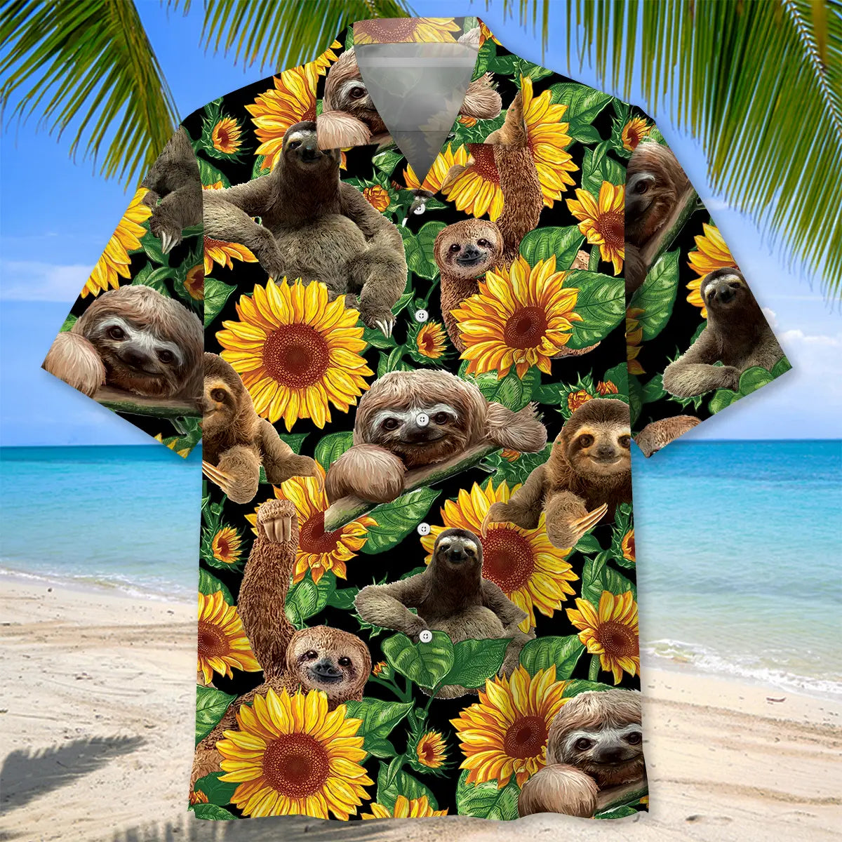 Sloth Sunflower Hawaiian Shirt