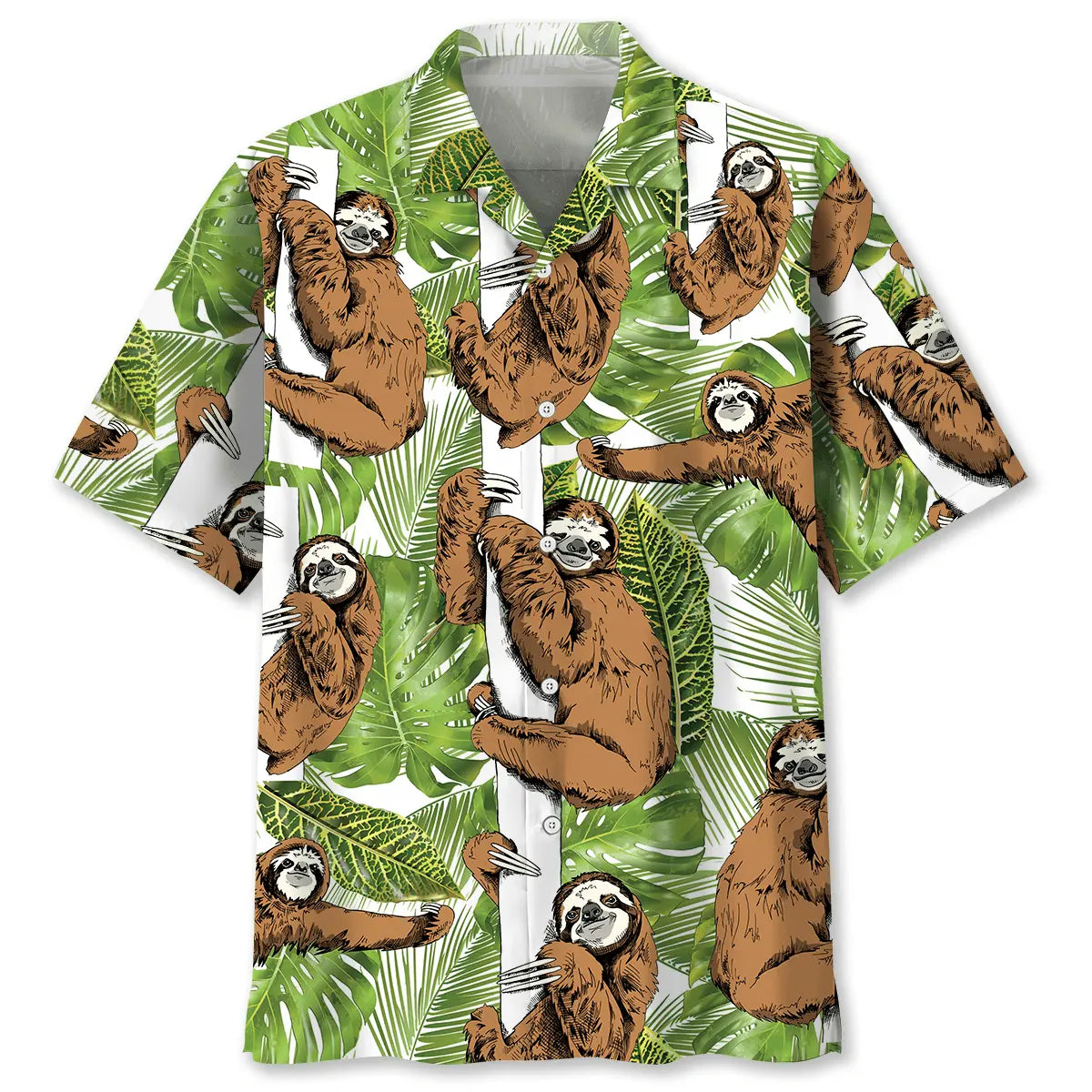 Hawaiian Shirt / Adults / S Sloth Tropical Leaves Hawaiian Shirt