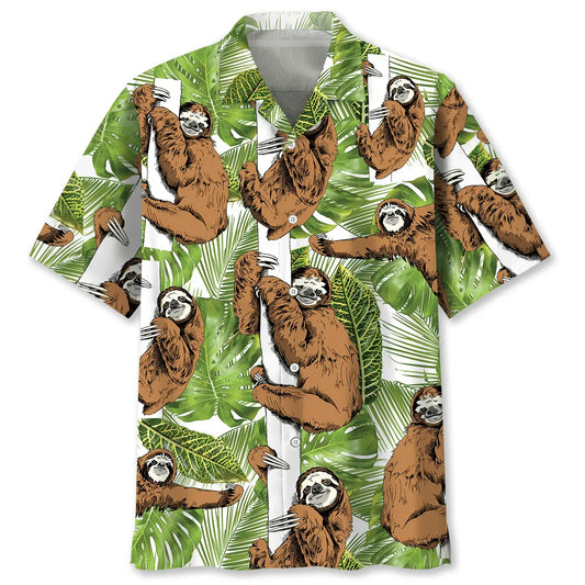Hawaiian Shirt / Adults / S Sloth Tropical Leaves Hawaiian Shirt