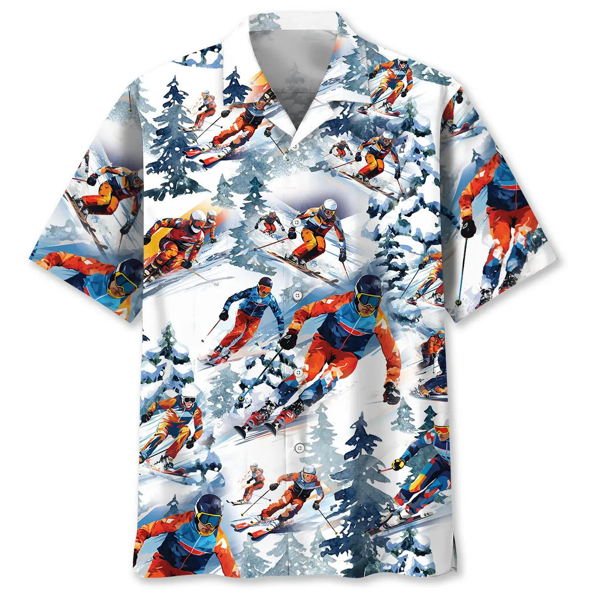 Hawaiian Shirt / Adults / S Snow Skiing Hawaiian Shirt