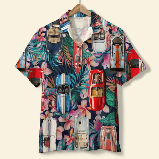Hawaiian Shirt / Adults / S Sport Car Unisex Hawaiian Shirt Aloha Shirt Summer Vibe Car &amp; Floral Pattern