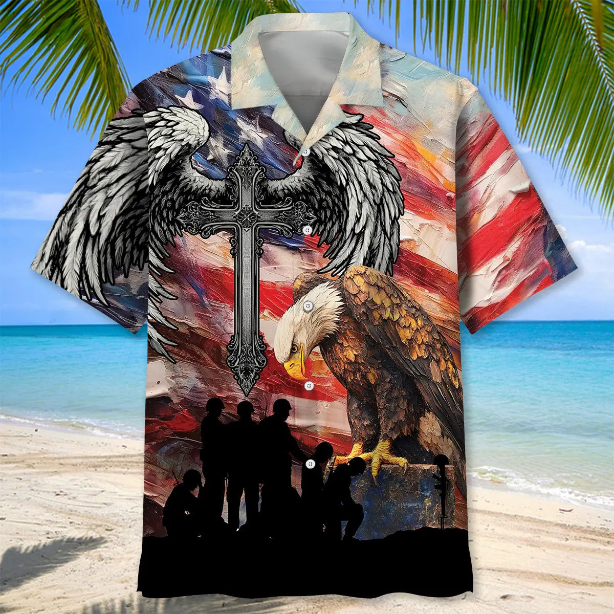 Stand For The Flag Kneel For The Cross Hawaiian Shirt