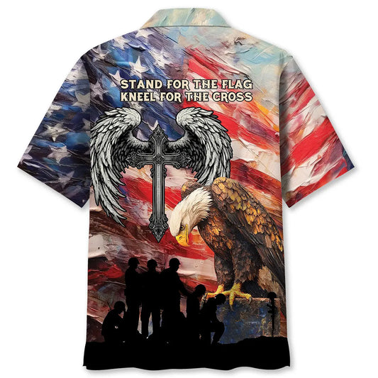 Hawaiian Shirt / Adults / S Stand For The Flag Kneel For The Cross Hawaiian Shirt