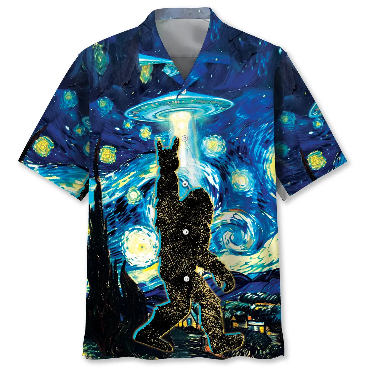 Hawaiian Shirt / Adults / S Starry Night Alien Bigfoot Rock&amp;Roll Hawaiian Shirt