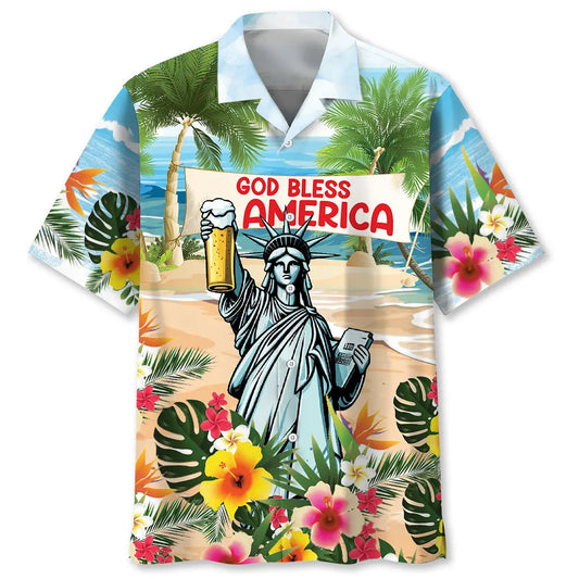 Hawaiian Shirt / Adults / S Statue Of Liberty Hold My Beer Hawaiian Shirt