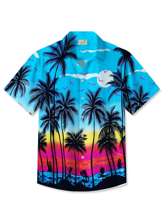Hawaiian Shirt / Adults / S Summer Beach Coconut Tree Casual Vacation Hawaiian Shirt