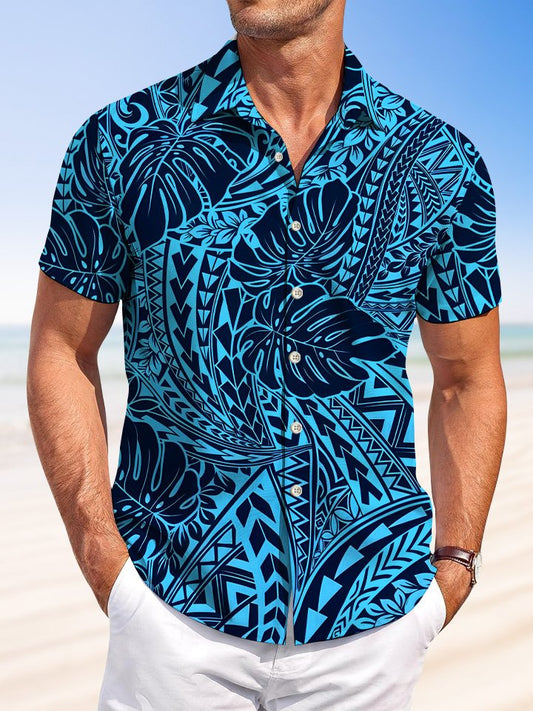 Hawaiian Shirt / Adults / S Summer Beach Leaves Casual Vacation Hawaiian Shirt