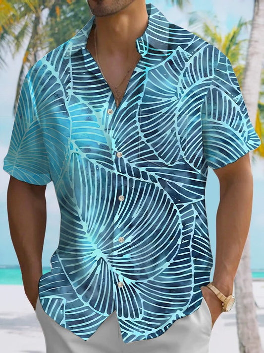 Hawaiian Shirt / Adults / S Summer Beach Leaves Gradient Casual Vacation Hawaiian Shirt