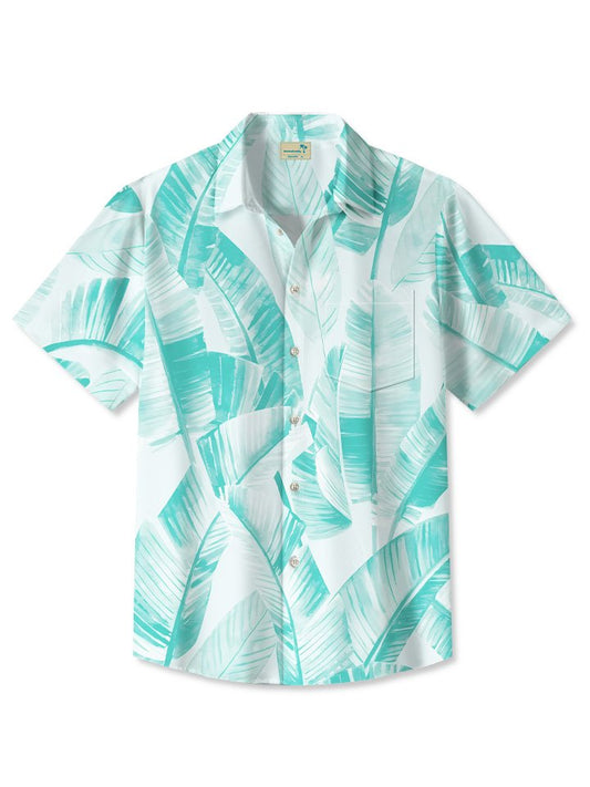 Hawaiian Shirt / Adults / S Summer Beach Leaves Gradient Tropical Vegetation Casual Vacation Hawaiian Shirt