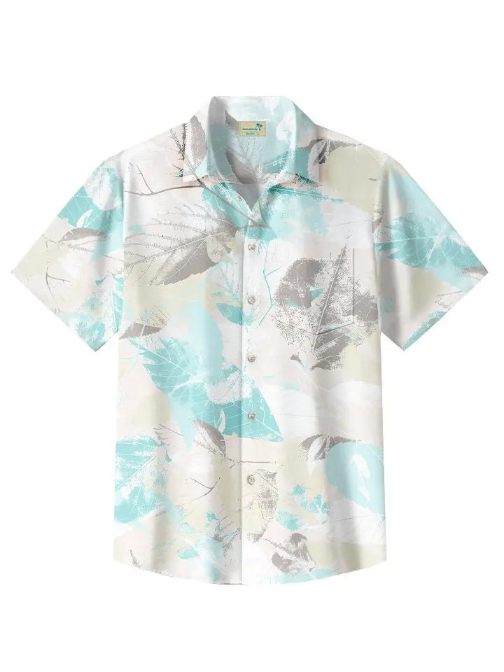 Summer Beach Leaves Gradient Tropical Vegetation Casual Vacation Hawaiian Shirt