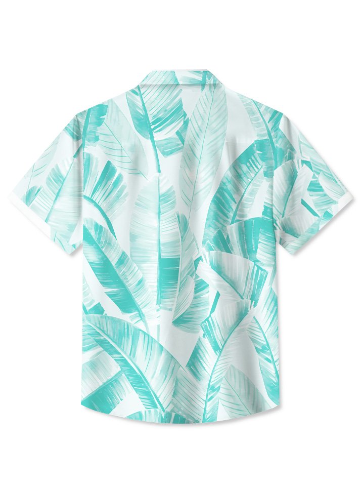 Summer Beach Leaves Gradient Tropical Vegetation Casual Vacation Hawaiian Shirt