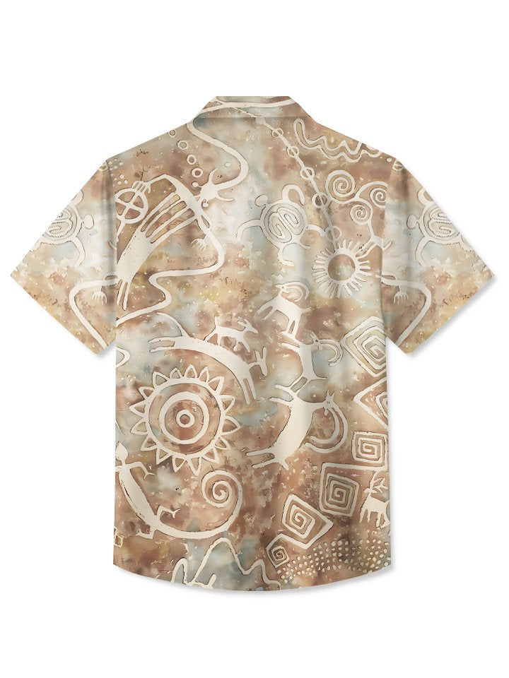 Summer Beach Mural Primitive Casual Vacation Hawaiian Shirt