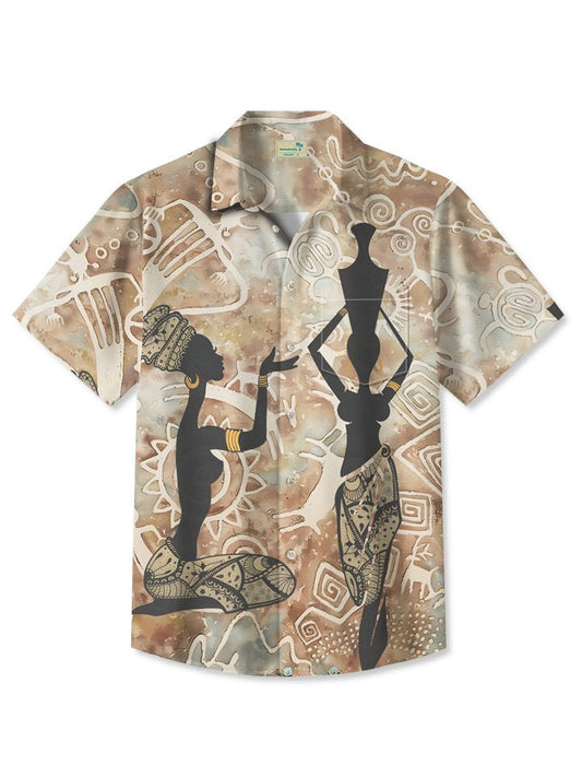 Hawaiian Shirt / Adults / S Summer Beach Mural Primitive Casual Vacation Hawaiian Shirt