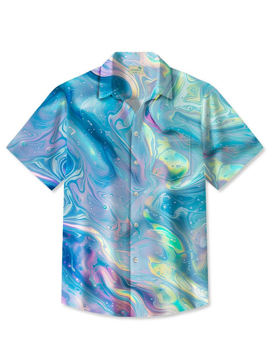 Hawaiian Shirt / Adults / S Summer Corrugated Metallic Rainbow Casual Vacation Hawaiian Shirt
