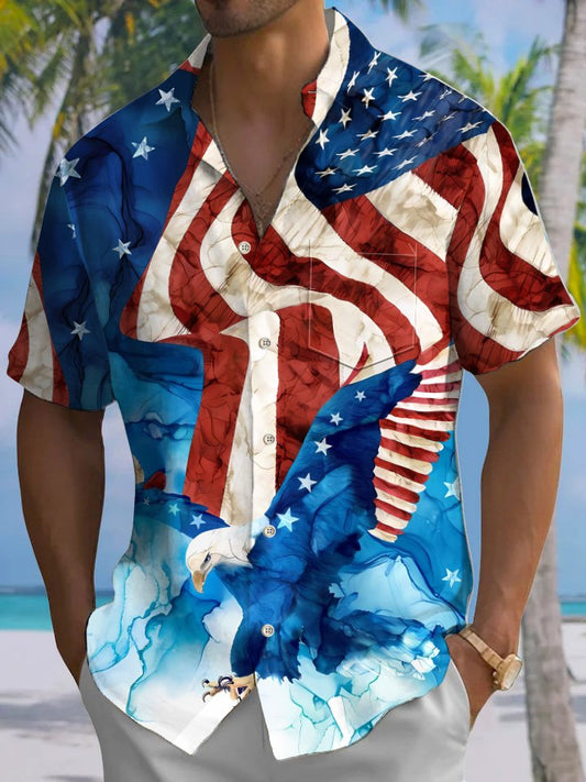 Hawaiian Shirt / Adults / S Summer Flag Independence Day Casual Beach Vacation Hawaiian Shirt