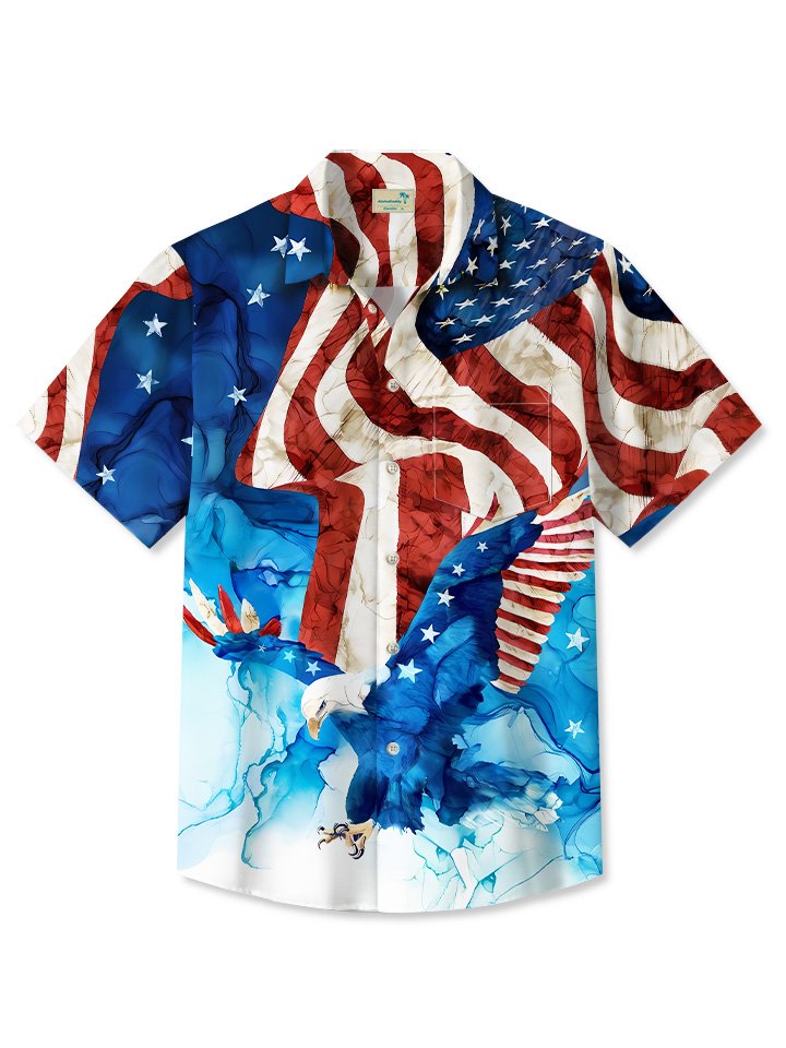Summer Flag Independence Day Casual Beach Vacation Hawaiian Shirt