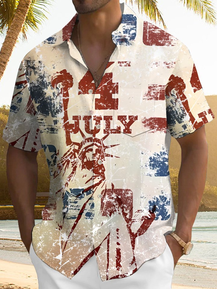 Hawaiian Shirt / Adults / S Summer Flag Independence Day Casual Beach Vacation Hawaiian Shirt